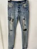 Herren-Jeans, Luxus-Designer-Stickerei, Vintage-Stil, Buchstaben-Patchwork-Hose, klassische Applikation, modische Löcher, Motorrad-Biker, schmale, dünne, verwaschene schwarze Jeans