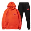 Новые 2 штуки набор Akatsuki облачные символы печати толстовки + брюки спортивные мужчины мужские женские толстовки уличные пуловер Sudaderas Y0831