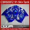 TRABALHO + TANQUE PARA HONDA Glossy Blue CBR 600 F2 CC 91-94 Corpo 63No.120 CBR 600FS 600F2 CBR600 FS CBR600F2 91 92 93 94 CBR600-F2 600CC CBR600FS 1991 1992 1993 1994