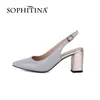 SOPHITINA Mature Style Chaussures En Cuir Véritable Femmes Talons Dressing Haute Qualité Printemps Automne Bout Pointu Slingback Pompes PK113 210513