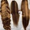 Parrucche frontali in pizzo per capelli umani ricci da 30 pollici biondi misti personalizzati di prima fabbrica per le donne