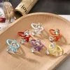 10PCS 2021 Trendy Rhinestone Inlay Color Irregular Snake Shaped Drip Glaze Open Rings for Fashion Women Girls Jewelry