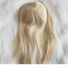 Toupet de cheveux humains blonds 613 60, toupet de couleur vierge européenne Mono Slik pour femmes, densité 130, clips à clipser49719684043332