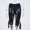 Laced Up Mesh Short Sexy Summer Skinny Street Wear Punk High Waist Biker Shorts CrissCross Eyelets Lace-up Shorts 210611