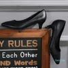 Женские туфли с низкой каблукой офисная леди обувь мягкая подошва удобная кожаная сплошная гостиница рабочая обувь 4,0 см