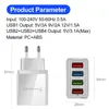 Adaptateur de chargeur usb universel 4 ports 3A, chargeur de téléphone portable de haute qualité avec lumière LED