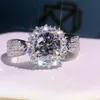 Women Round Zircon Ring Sparkly Wedding Engagement Rings Gift for Love Girlfriend Fashion Jewelry Accessories Size 6-10