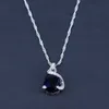 Zilveren kleur sieraden blauw zirkoon witte CZ sieraden sets voor vrouwen oorbellen / hanger / ketting / ringen / armband H1022