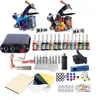 Tattoo Kit Body Art 2 spoelen Guns Machineset 14 kleuren Pigmenttatoeages Inktnaalden Voeding Permanente make-upkits