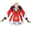 Genshine Impact Klee Cosplay Costume Women's Game Deluxe Uniform Full Set med ryggsäck för Halloween Christmas Y0903