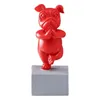 Mooie Yoga Franse Bulldog Statue Resin Figurines Nordic Creative Cartoon Animals Sculpture Children 'Room Decor Crafts 210811