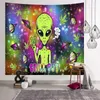 Alien Tapestry Home Decoration Psychedelic Wall Cloth Anime Mönster mattan Art 2106082136