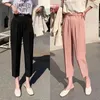 Yaz OL Stil Kadınlar Resmi Harem Pantolon Kemer Yüksek Bel Zarif Ofis Bayan Ayak Bileği Uzunlukta Pockets 210428