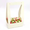 Presentförpackning 5pcfoldning Kraft Paper Bouquet Basket Florist Fresh Flower Packaging Box Wedding Birthday Valentine's Day Wrapping Supplies