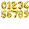 Joyeux anniversaire désherbage célébration ballon décoration aluminium revêtement ballon numéro 0 à 9 ballon argent et doré