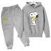 Camisola encapuzada infantil Sweatpants Primavera Roupas de algodão de mangas compridas e calças 2 peças Sportswear X0802