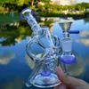 Unique Hookahs Dab Rig Showerhead Perc Glass Bongs 14 Inch Recycler Oil Rigs Water Bong 4mm Thickness Water Pipe With Sidecar XL-1972