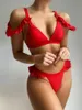 Maillots de bain pour femmes V profond Bikini femmes maillot de bain Sexy à volants hors épaule ensemble Push Up maillot de bain femme brésilien Monokini 2021