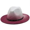 Kadınlar için degrade Fedora Şapkalar Erkekler için Fedoras Toplu erkek kadın Hissetti Şapka 2021 Kadın Adam Panama Kap Kadın Erkek Caz Caps Sonbahar Kış Sonbahar Kış