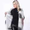 Искусственный меховой жилет Женская куртка средняя длина строчки пушистые пальто без рукавов FunRure FEMME 211207