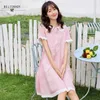 Japanische Mori Mädchen Sommerkleider Preppy Style Frauen Peter Pan Kragen Plaid Flare Sleeve Elegante Spitze Rüschen 210520
