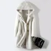 Winter Coat Women Sheep Shearing Overcoat Korean Fashion Hooded Lambswool Long Fur Coat Casual Women Jacket Fur Outerwear 5xl