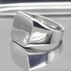Adjusted 925 Sterling Silver Gentlemen Ring Square Simple Seals for Male Women Place bets Band Grave Jewelry Poison 210506