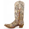 Femmes taupe incrustée de cowboy western bottes européen américain bottes rétro mode talon épais à manches pointues bottes de femmes 8kh398 h1009