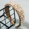 Neue Ankunft Schöne Tuch Kunst Flache Stirnband Volle Abdeckung Multi Größe Künstliche Perlen Luxuriösen Stil Haar Band Großhandel