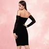 Bodycon Black Sexy Club Party Dresses Odzież Długi Rękaw Damskie Eleganckie Vestidos Kobiety Bandaż 210515