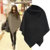 Koślawki i ponchos Spring Spring Wełniany wełniany zamek błyskawiczny luźne płaszcz pullover tops Cape Empe Women Poleś Poncho H1123