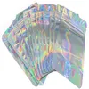 100pcs/lot Resealable Smell Proof Bags Plastic Stand Up Holographic Zipper Bag Laser Aluminum Foil Package Pouch for Food