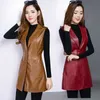 Plus Size 3XL PU Leather Red Women039s Vest Long Leather sleeveless sherpa Coat Female Spring Waistcoat for Feminine jacket 2101250688