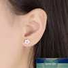 Cherry Flower Blossoms Flower Crystal Stud Earrings For Women Silver Color Daisy Ear Studs Jewelry Christmas Day Birthday Gift Factory price expert design Quality