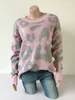 Qooth Crew Neck Sweater Women Pullover Leopard Knitted Sweaters Winter Fashion Long Sleeve Casual Loose Jumpers QH1939 210518
