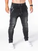 Männer Hohe Qualität Stretch Jeans Elastische Taille Kordelzug Multi-Taschen Sport Hosen Hip-Hop Denim Männlichen Casual Jogging Cargo hosen X0621