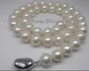 Feine Perlen Perlen Halsketten Schmuck Natürlich 18 "Zoll Choker Echte Runde 10-11mm Weiße Perlenkette