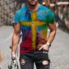 Manga curta curta do vintage dos homens camisetas 2021 Moda do verão Harajuku Cruz colorida impresso o colared tshirts para homens t-shirts