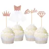 Otros suministros festivos para fiestas Vestido de novia de diamantes Corona Cupcake Toppers Novia para ser Cake Topper para despedida de soltera Decoración de despedida de soltera