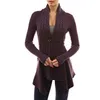 女性のジャケットソリッドカラーツイスト女性の襟ニットカーディガンVネック長袖セーター不規則な暖かいトップス