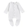 Infant Baby Solid Jumpsuit Barboteuses Striped Knit Onesies Enfants Designes Vêtements Garçons Plaid Pocket Cotton Jumpsuit Toddler Outfits 386 J2