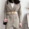 Luxe sans épingle grande résine boucle ronde Ceinture Femmes NOUVEAU noir Velours Large Ceinture Lady Robe Manteau Pull Ceintures beige cadeaux fête G220301