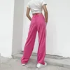 Damenhosen Ästhetik Rosa Mittlere Taille Lange E-Girl Streetwear Gestreifte Bandage Taschen Lockere Hosen Hip Hop Outfits 90er Jahre Damen