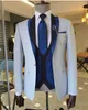 Costume azzurro Homme Abiti da uomo 3 pezzi 2021 Moda Abiti slim fit Smoking da sposo Blazer da sposa Terno (giacca + pantaloni + gilet) X0909