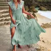 Sukienki na co dzień V Neck Tassel Boho Długa sukienka Kobiety Elegancki kwiatowy Print Maxi Party Lato bez rękawów Luźna plaża Vestido