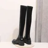 Krazing Pot big size cow leather stretch over-the-knee boots platform round toe high heels winter women warm t 211217