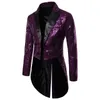 Glänsande röd sequin glitter tuxedo blazer män dubbelbröst bröllopsfest tailcoat kostymer mens scen prom halloween kostym homme 210522