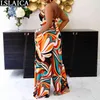 Groothandel Afrika Stijl Jumpsuits Off The Shoulder Print Losse Mode Casual Bodysuit Dames Zomer Elegante Streetwear Rompertjes 210515