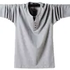 New Autumn Mens T-Shirts Fashion 2021 Slim Fit Długim Rękawem Bawełniany T Shirt Mężczyźni Przycisk Topy Dorywczo Odzież męska Plus Rozmiar 5XL G1229