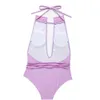 Maillot de bain vert violet solide col en V profond push up plongeant croisé maillot de bain plage porter dos nu monokini 210520